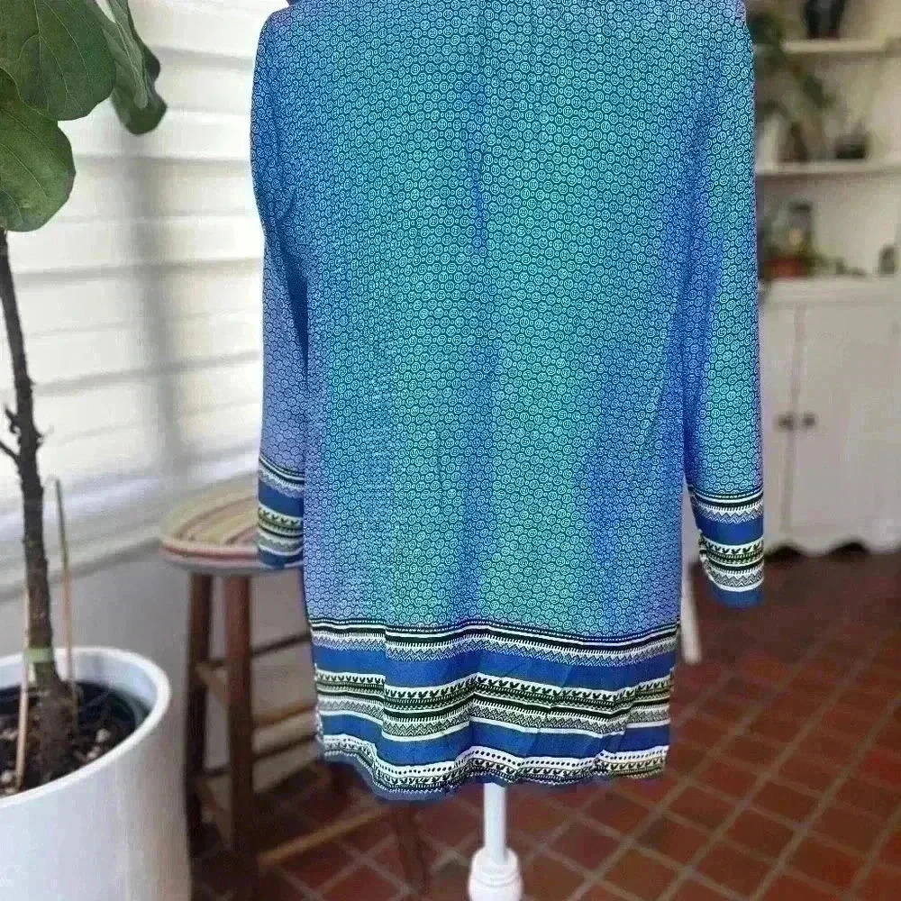 Willi Smith Long Sleeve Tunic V Neck Blouse lightweight Size M - Picture 4 of 7